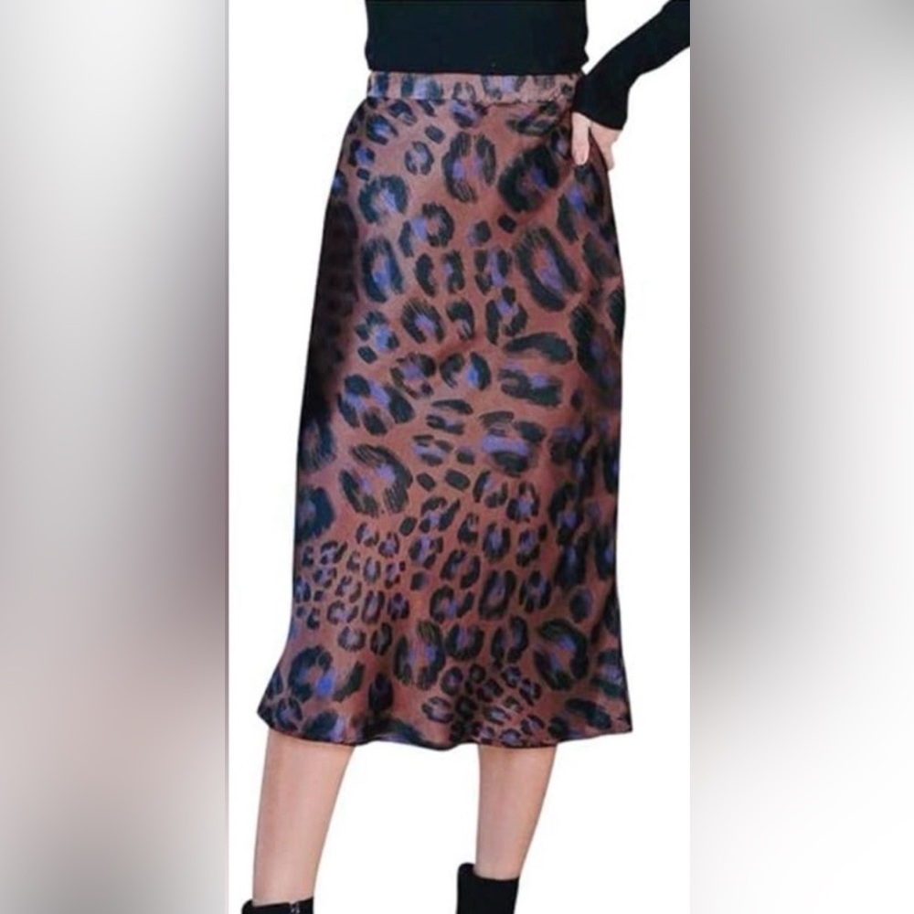 Vici Brown and Blue Animal Print Pencil Skirt
